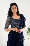 Navy blue layered choli set