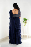 Navy blue layered choli set