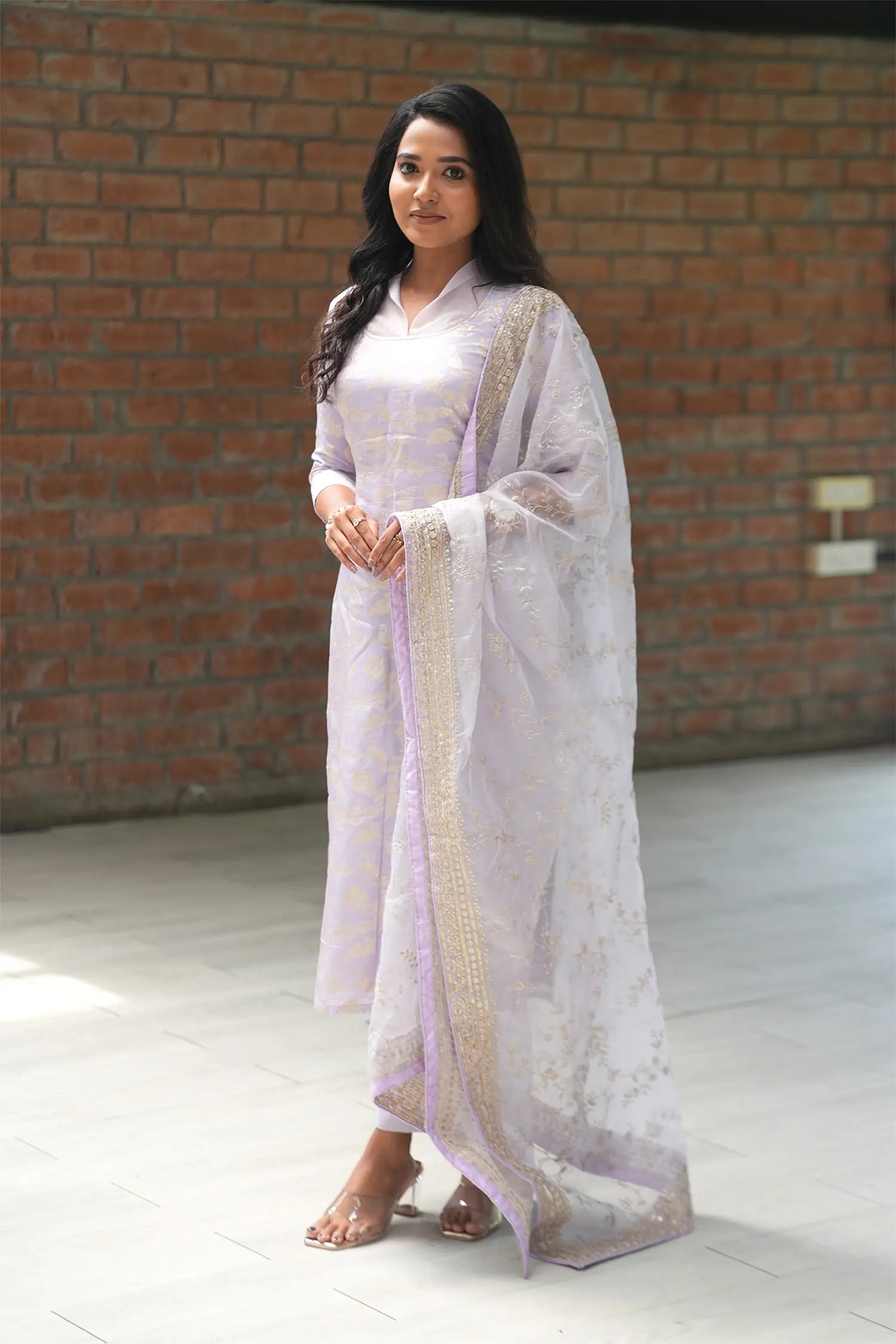 Lavender Organza Kurta Set