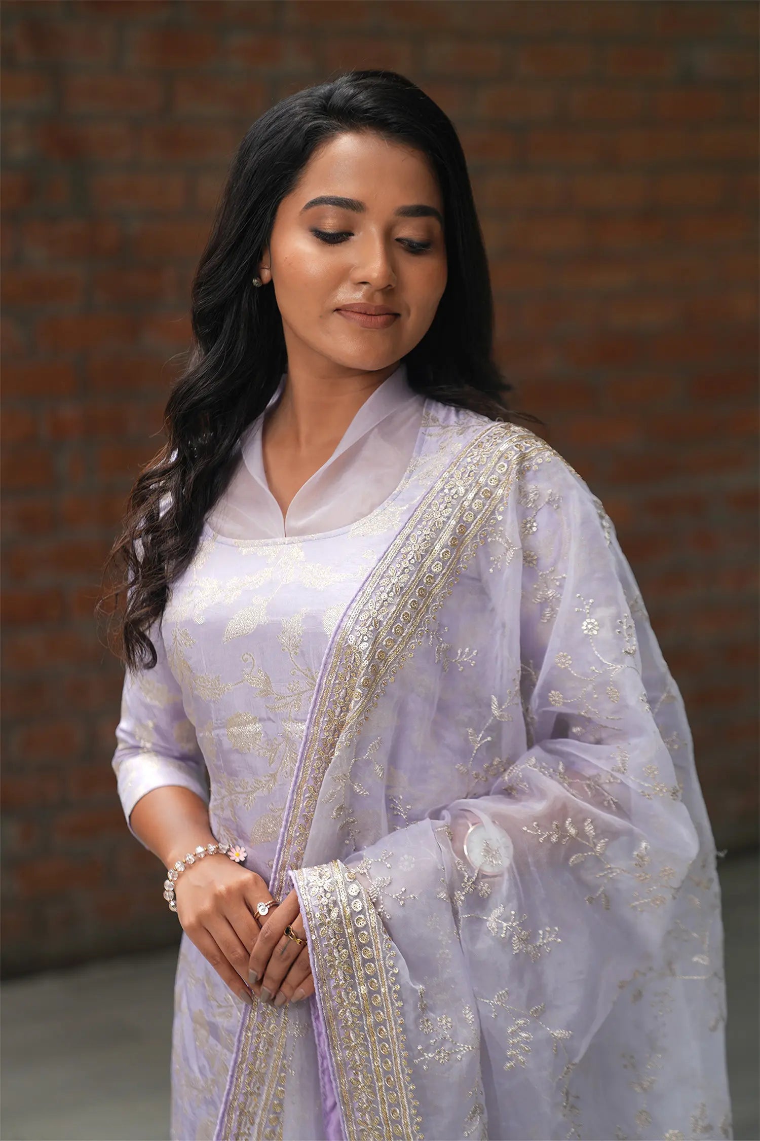 Lavender Organza Kurta Set