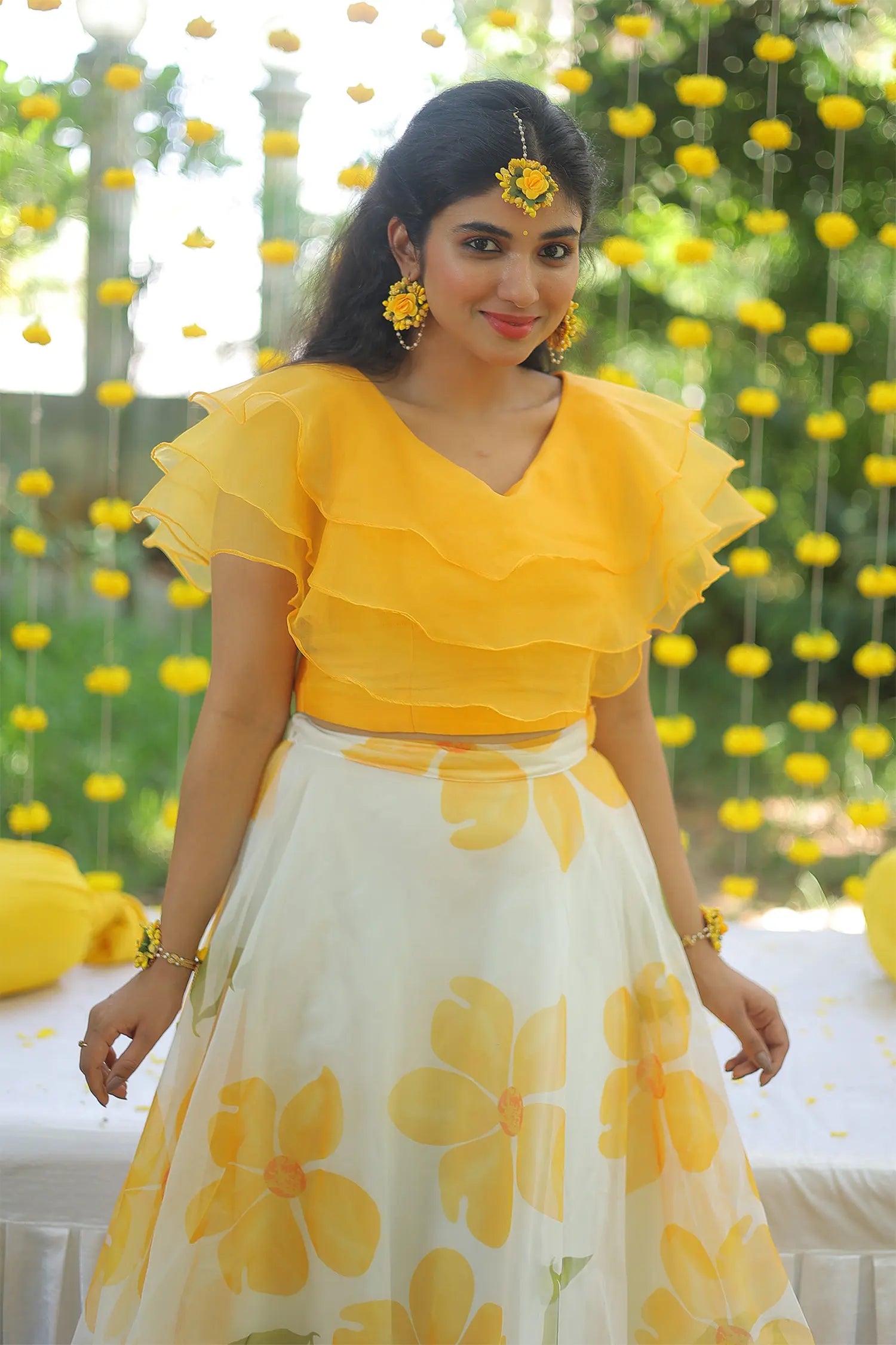Haldhi pragya-Daisy delight ruffled set