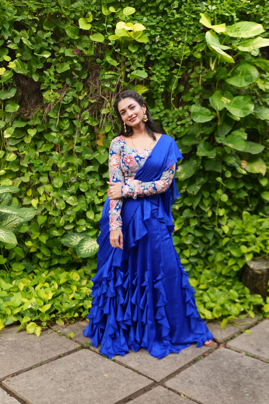 Manya - Ruffled drape lehenga