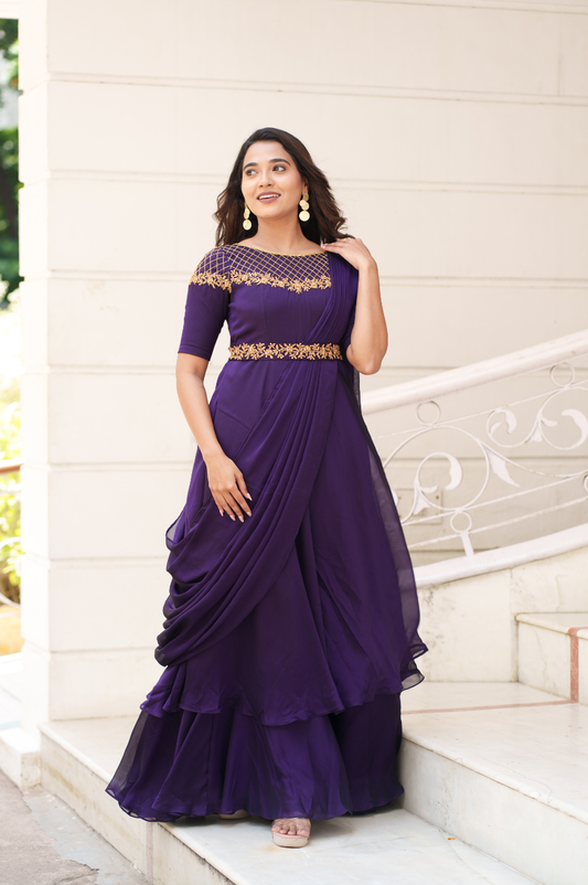 Tanvi-drape gown