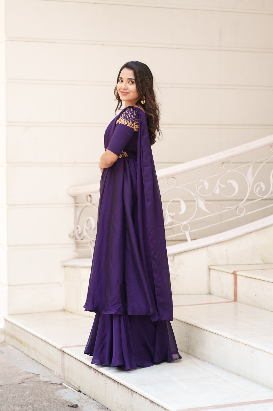 Tanvi-drape gown