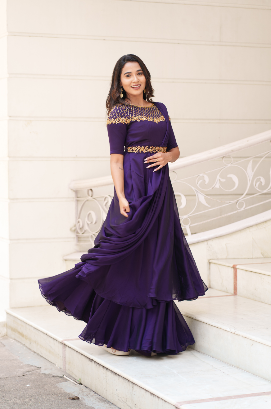 Tanvi-drape gown