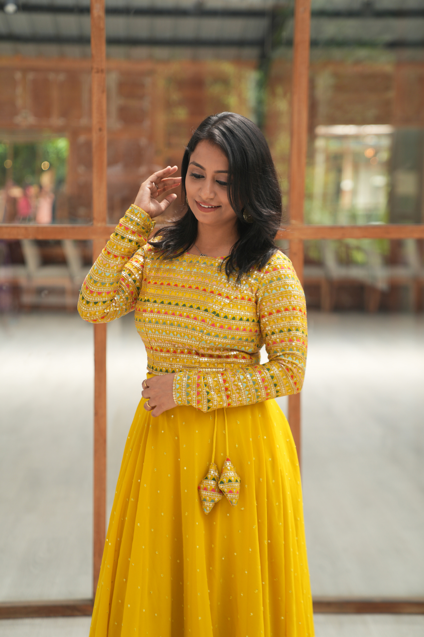 Deep s haldi dress Fiore by Malar