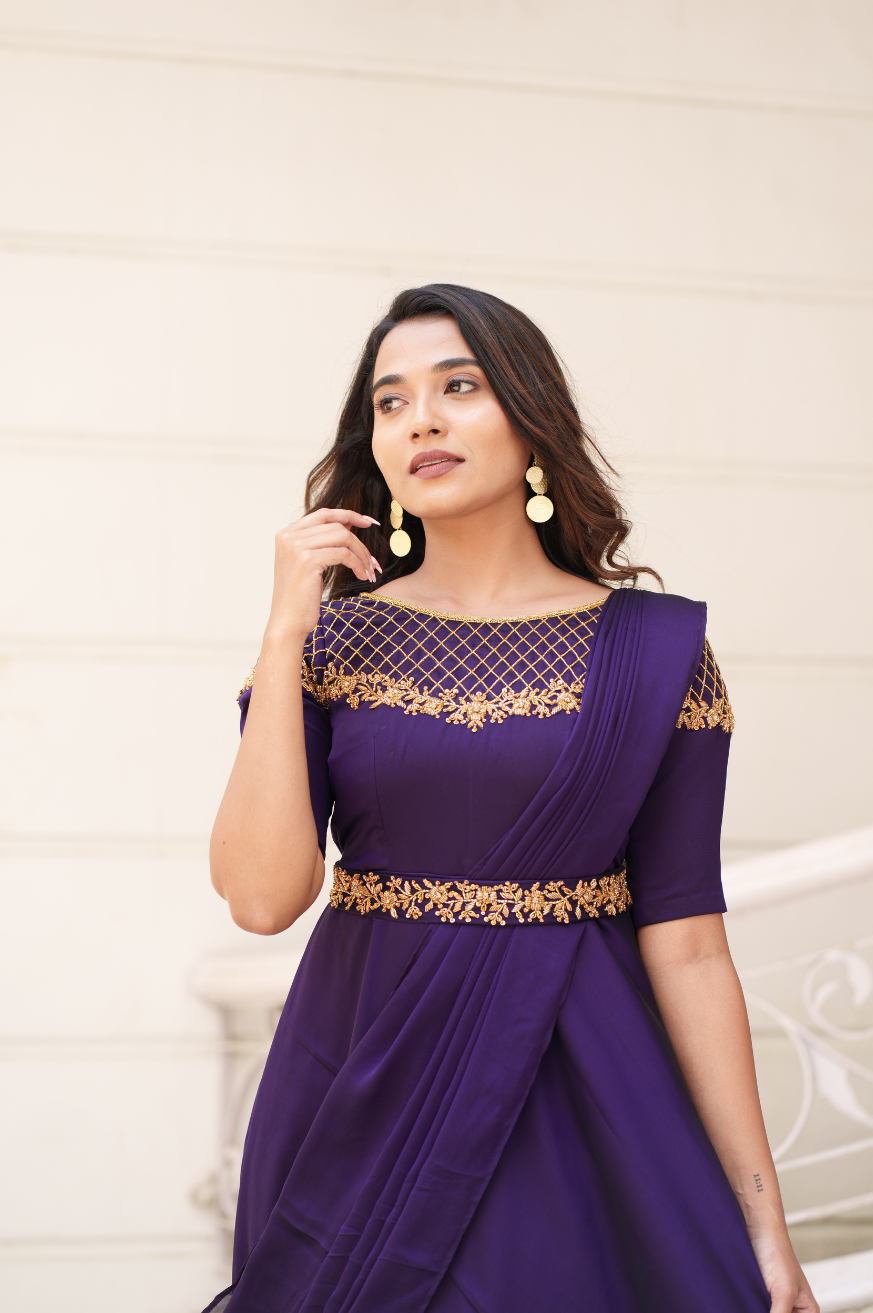 Tanvi-drape gown