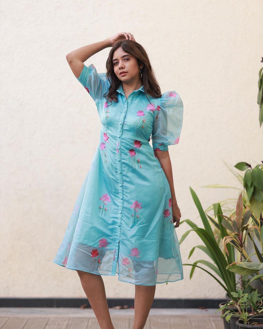 Lotus organza-I'm the one A line shirt dress